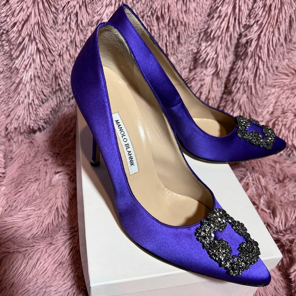 Manolo Blahnik Hangisi purple size 40